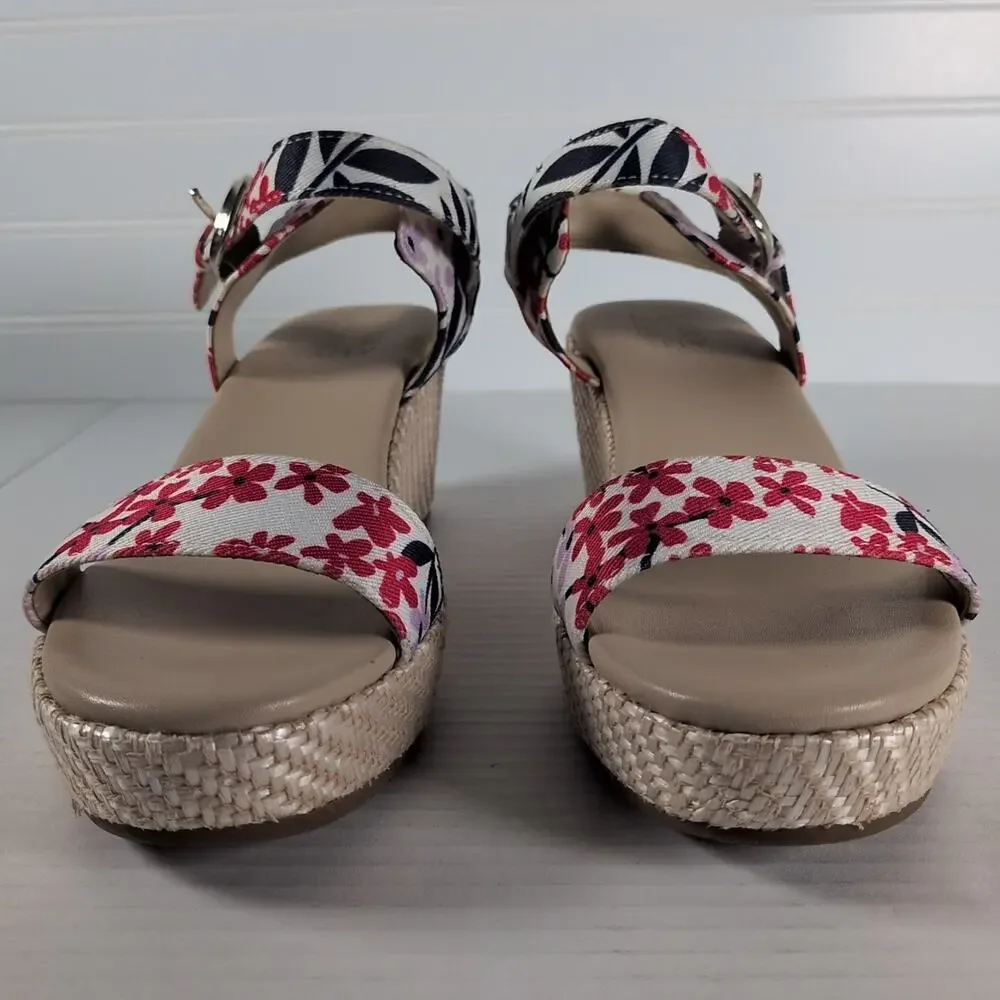 Naturalizer Stella Platform Wedge Sandals Womens 10W 10 Wide Resort Floral Print